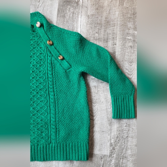 Ann Taylor Emerald Button-Detail Turtleneck Sweater - Picture 2 of 5